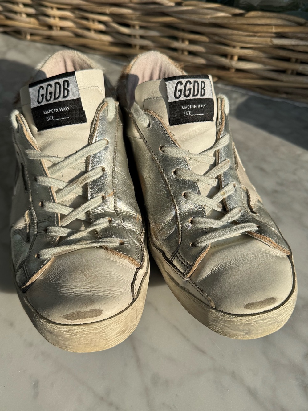 GOLDEN GOOSE Sneakers Superstar - Silver Leather / Pony Hair Size 37 - Picture 5 of 9